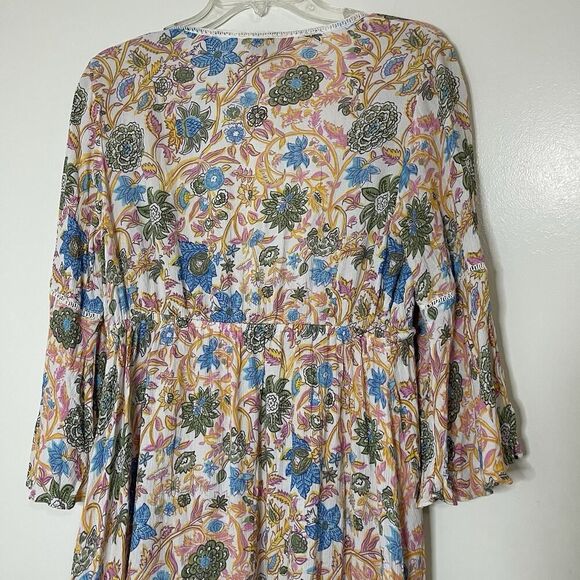 NWOT Playa Lucila Mini kimono multi color floral tassle tie medium - Picture 9 of 9